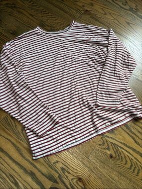 AYR Striped Rust and White Long Sleeve Top, S